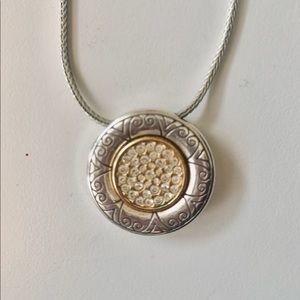 Brighton Two Tone pave reversible necklace